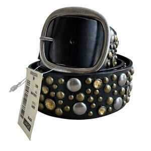 AEROPOSTALE Belt Womens Large Black Leather Studded NWT Deadstock